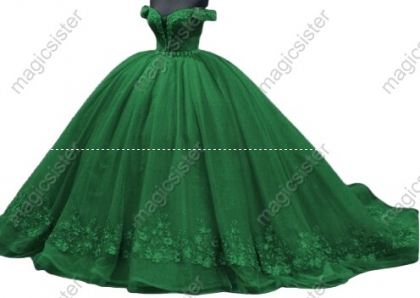 Emerald Green Factory Wholesale Flower Ball Gown Quinceanera Dress