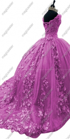 Factory wholesale quinceanera dress 3D flower off-shoulder sweet dress