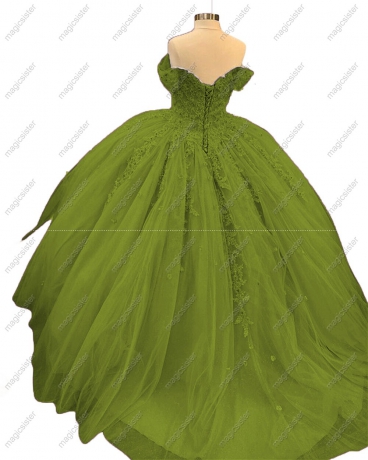 Luxury Glitter Floral Appliques Quinceanera Dress