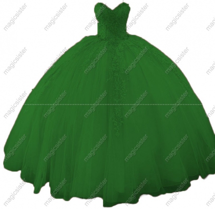 Emerald Green Sage Factory Wholesale Luxurious Floral Appliques Quinceanera Ball Gowns