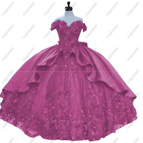 Factory Wholesale Luxury 3D Floral Quinceanera Dress