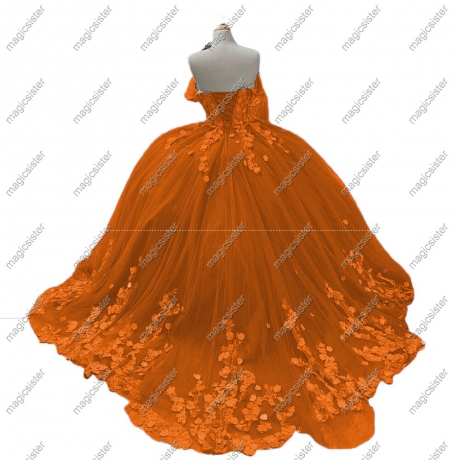 Factory wholesale 3D flower backless quinceanera dress