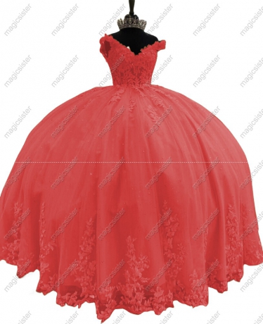 Off Shoulder Ball Gown Quinceanera Dresses With Flowers Prom Gowns Tulle Lace Corset For Sweet