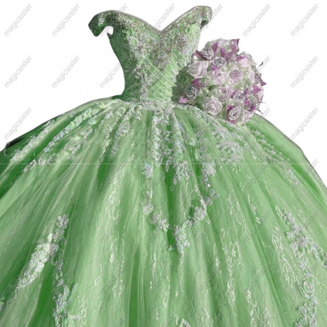 Sage Sparkly Luxury Hotselling Customed Make Quinceanera Dress