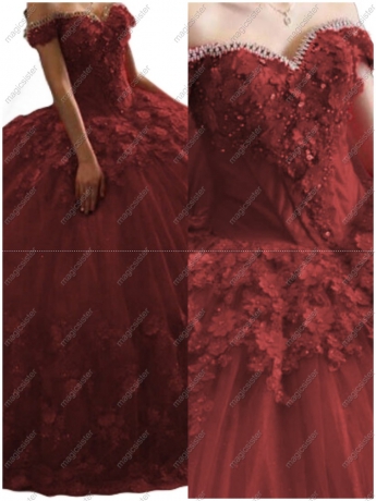 Sparkly Customized 3D Floral Quinceanera Dress