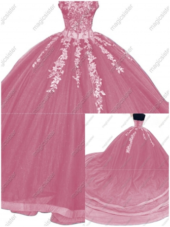 blush Sparkly Instock Factory Wholesale Quninceanera Dress