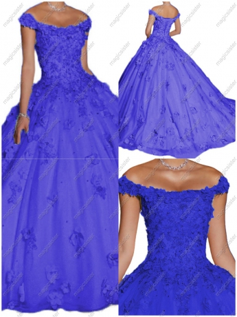 Elegant 3D Flower Quinceanera Dress