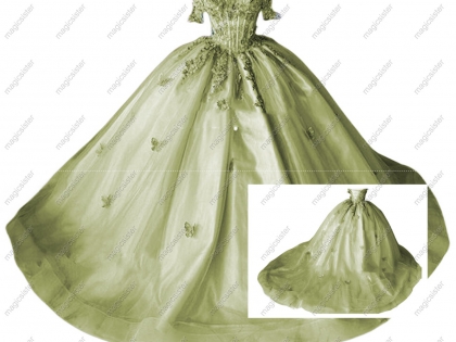 Sage Quinceanera Dresses 3D Flowers Off The Shoulder Sweet Ball Gown