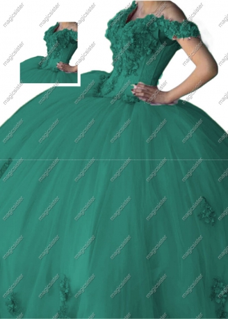Emerald Green Factory wholesale customized 3D floral quinceanera dress