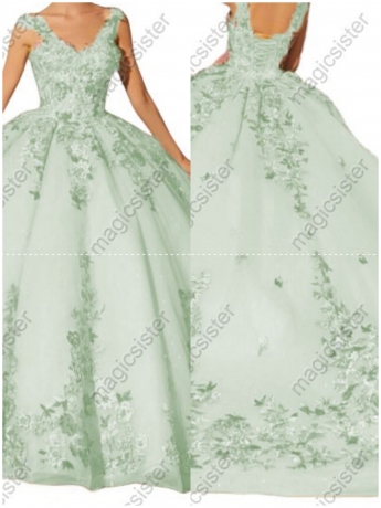 Sage Instock Factory Multicolor Embroidered Floral Quinceanera Dress