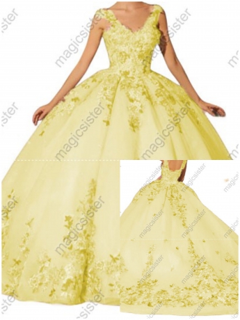 Instock Factory Multicolor Embroidered Floral Quinceanera Dress