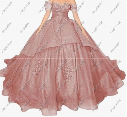 Factory wholesale Instock Glitter 3D Floral Appliques Quinceanera Dress