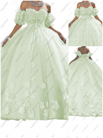 Sage Factory Wholesale Elegant 3D Flower Quinceanera Dress