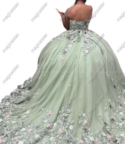 Factory Wholesale TopSelling Green System Quinceanera Dress