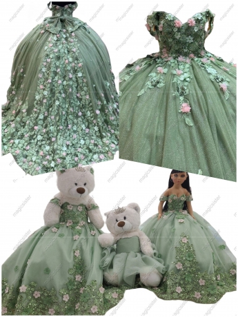 Sage Hotselling Matching Barbie and Bear Dress