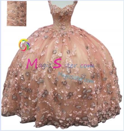 Blush Factory Wholesale Elegant 3D Flower Quinceanera Dress