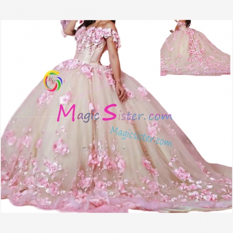 Blush Factory Wholesale Luxury 3D Floral Quinceanera Dress