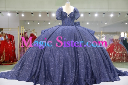 Iridescent Thick Glitter Tulle Quinceanera Dress