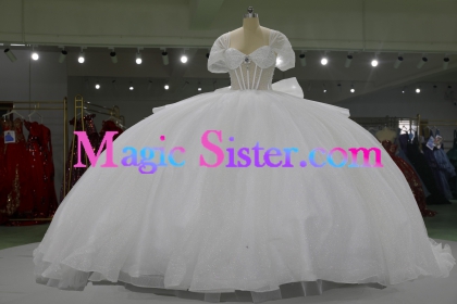 Iridescent Thick Glitter Tulle Quinceanera Dress