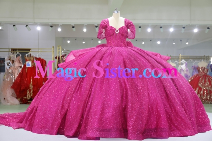 Iridescent Thick Glitter Tulle Quinceanera Dress