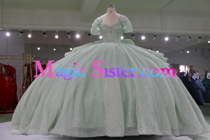 Iridescent Thick Glitter Tulle Quinceanera Dress