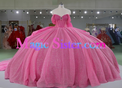 Iridescent Thick Glitter Tulle Quinceanera Dress