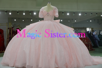 Iridescent Thick Glitter Tulle Quinceanera Dress