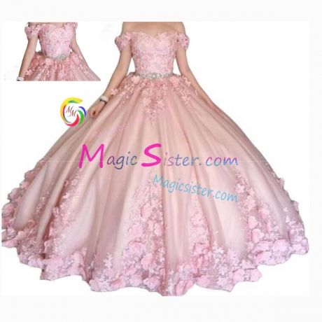 Blush Factory Wholesale Hot Sale 3D Flower Lace Quinceanera Dress