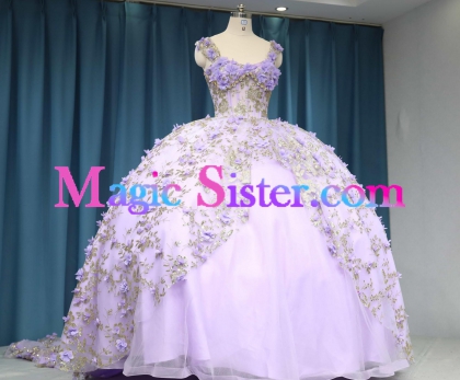 Iridescent Thick Glitter Tulle Quinceanera Dress