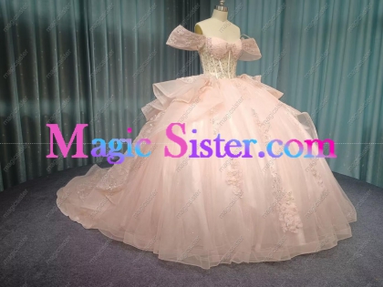 Iridescent Thick Glitter Tulle Quinceanera Dress