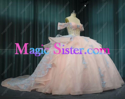 Iridescent Thick Glitter Tulle Quinceanera Dress