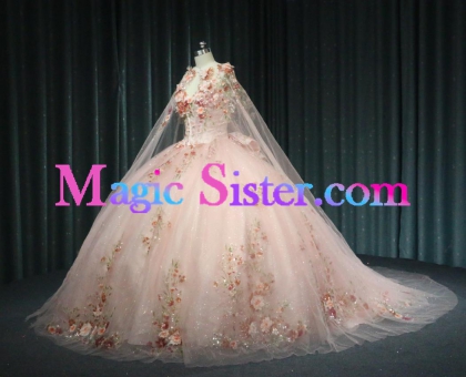 Iridescent Thick Glitter Tulle Quinceanera Dress