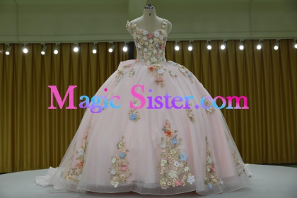 Iridescent Thick Glitter Tulle Quinceanera Dress