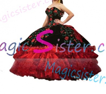 Red Luxurious Elegant Fashionable Quinceanera Dress