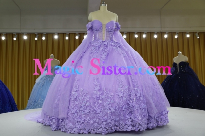 Iridescent Thick Glitter Tulle Quinceanera Dress