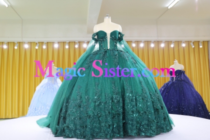 Iridescent Thick Glitter Tulle Quinceanera Dress