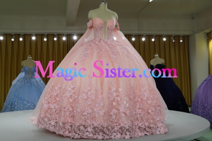 Iridescent Thick Glitter Tulle Quinceanera Dress